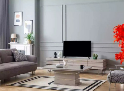 Wunnwand TV Stänner Couchtisch Set Wunnraimméibelen Praktesch Wunnzëmmer